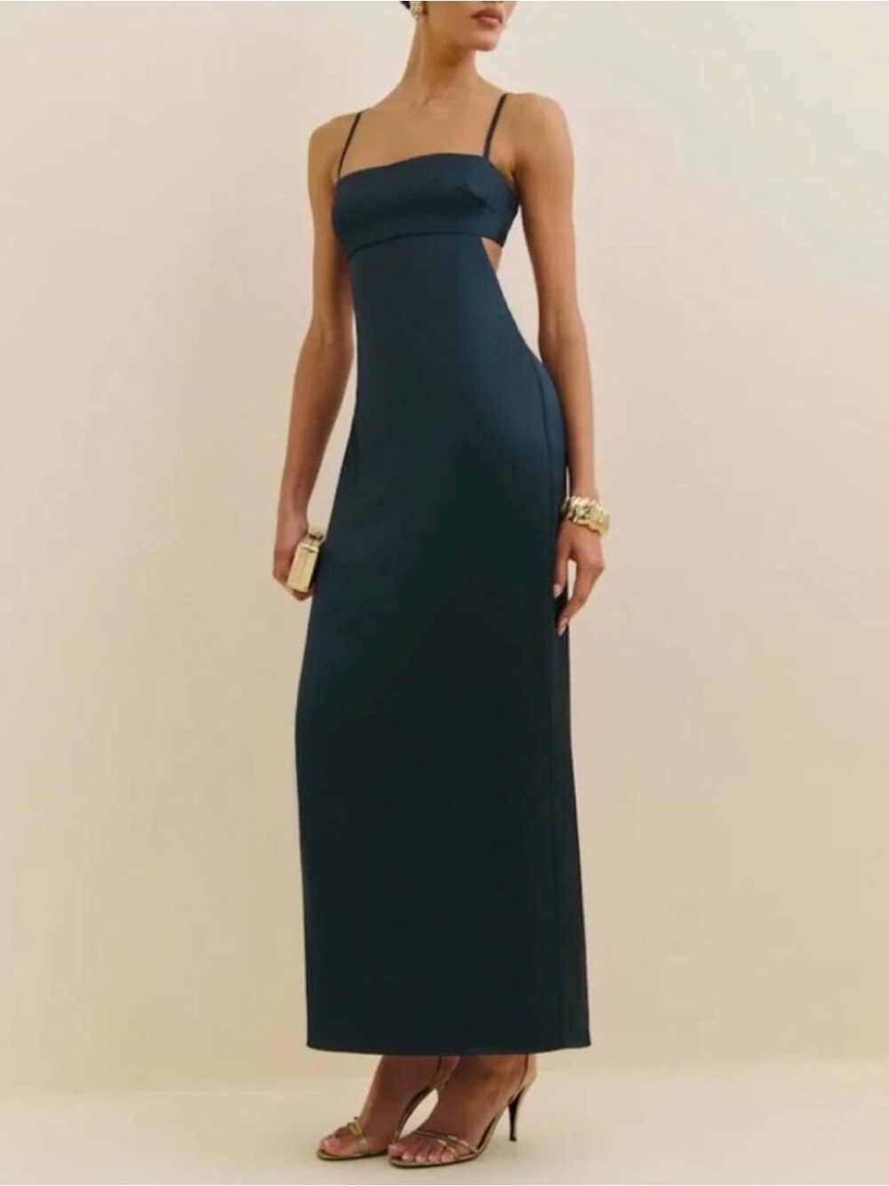Reformation Jane Satin Maxi Dress Open Back Navy Blue
Back Slit size 8 - Picture 4 of 12